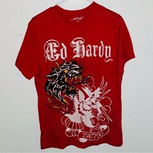 Ed Hardy Red Graphic Tiger T-shirt Men Size Medium Don-Ed Hardy Designs